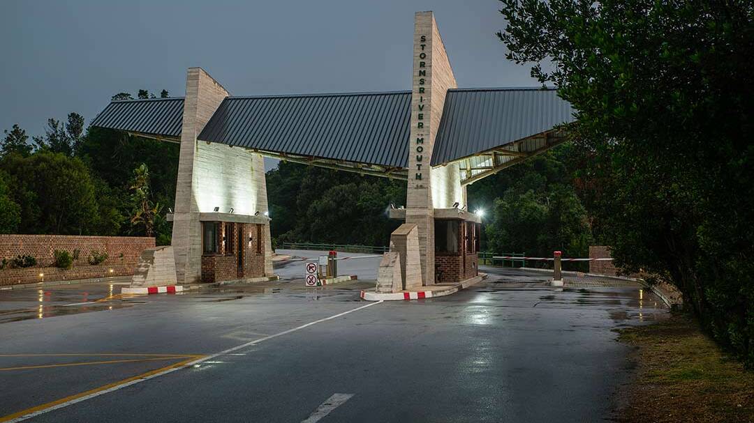 SANParks vehicle entry gate at Storms River Mouth, Garden Route National Park.