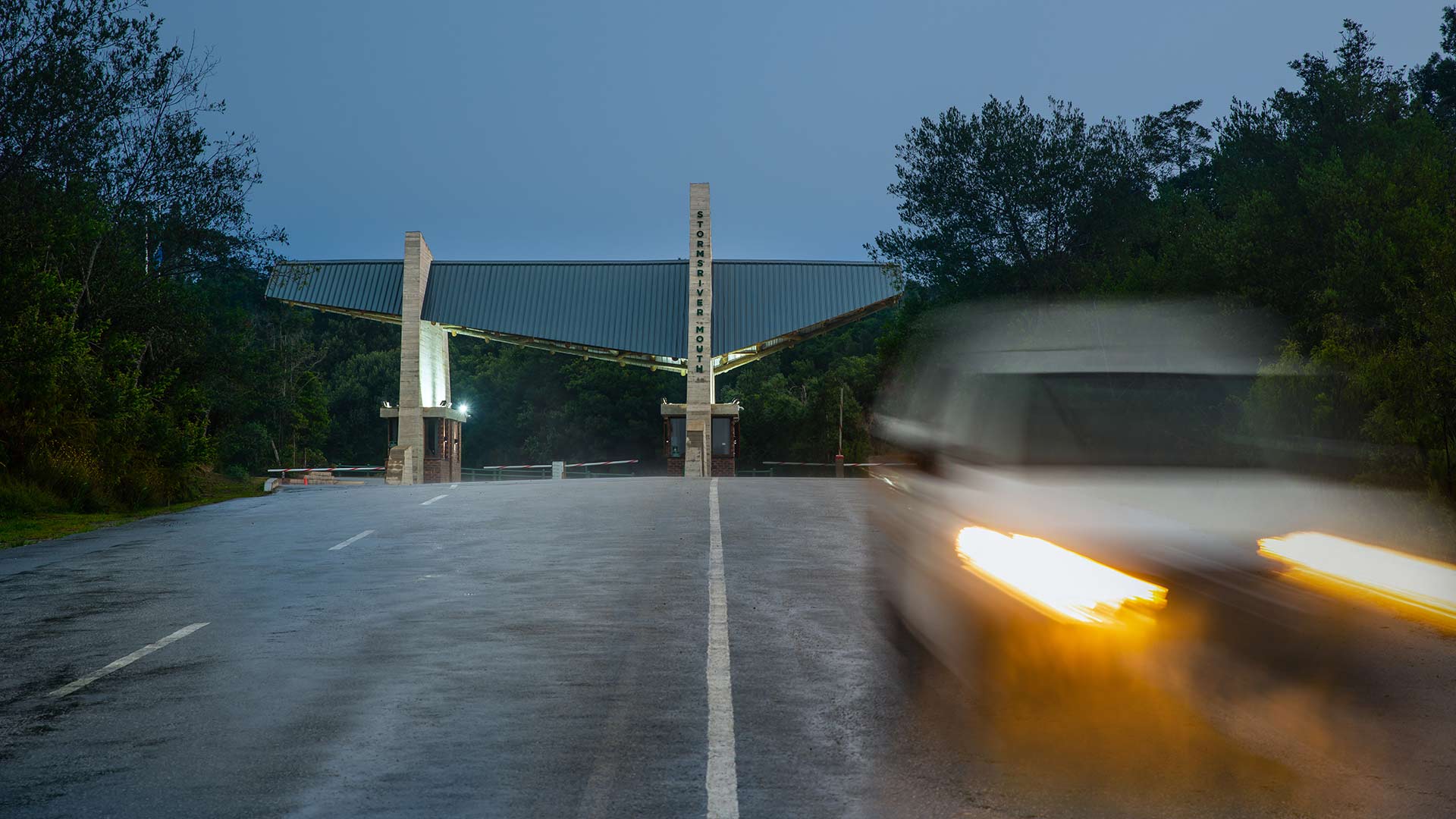 Architectural detail of a nature park entrance structure