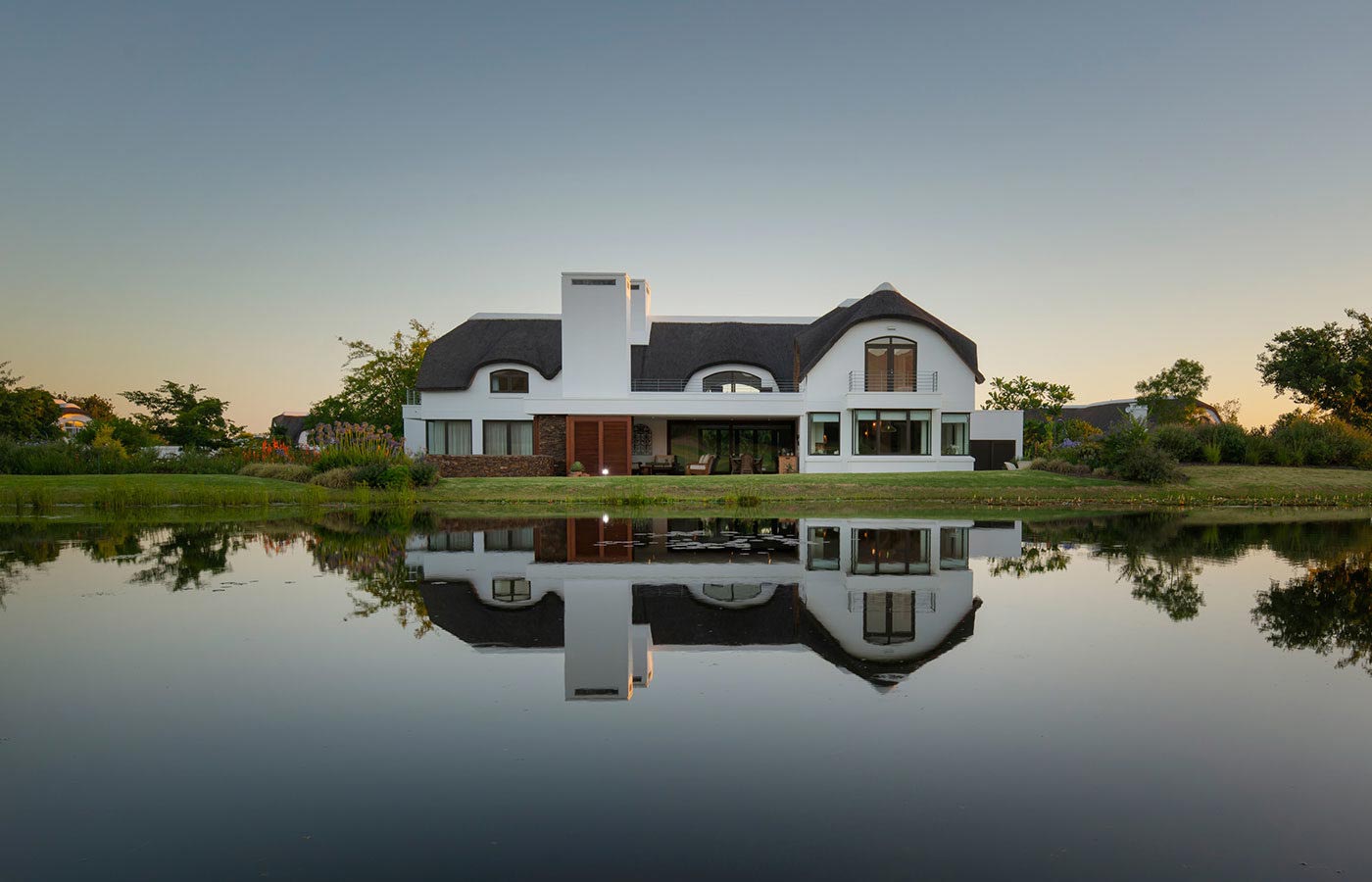 Front facade, a contemporary garden route golf estate home.