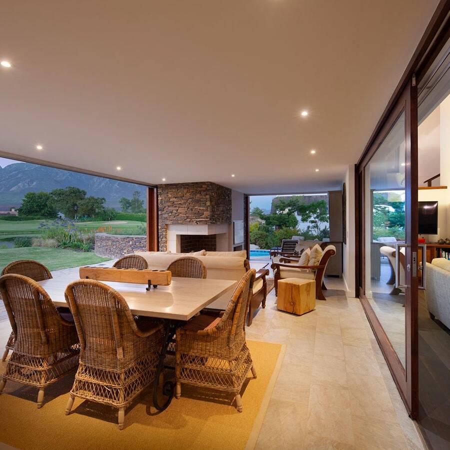 Outside deck area of contemporary garden route home