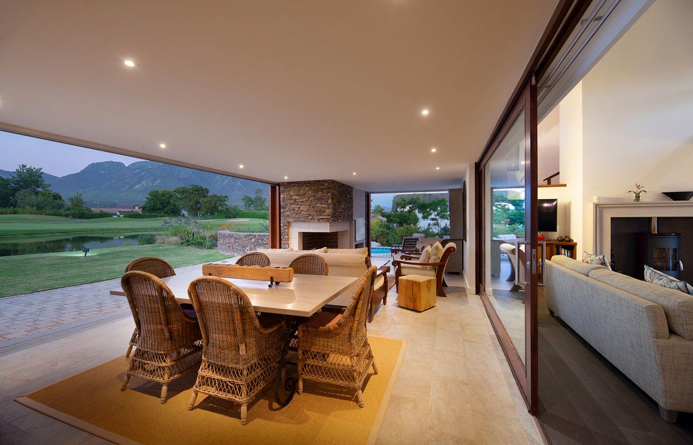 Outside deck area of contemporary garden route home