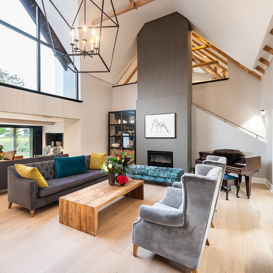 Double volume living area in high end villa