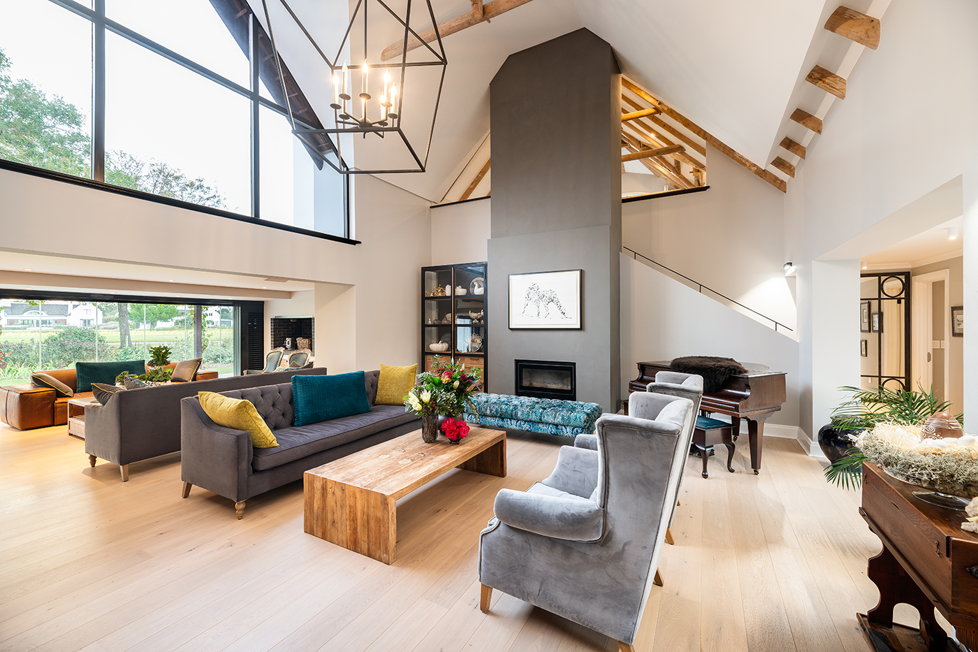 Double volume living area in high end villa