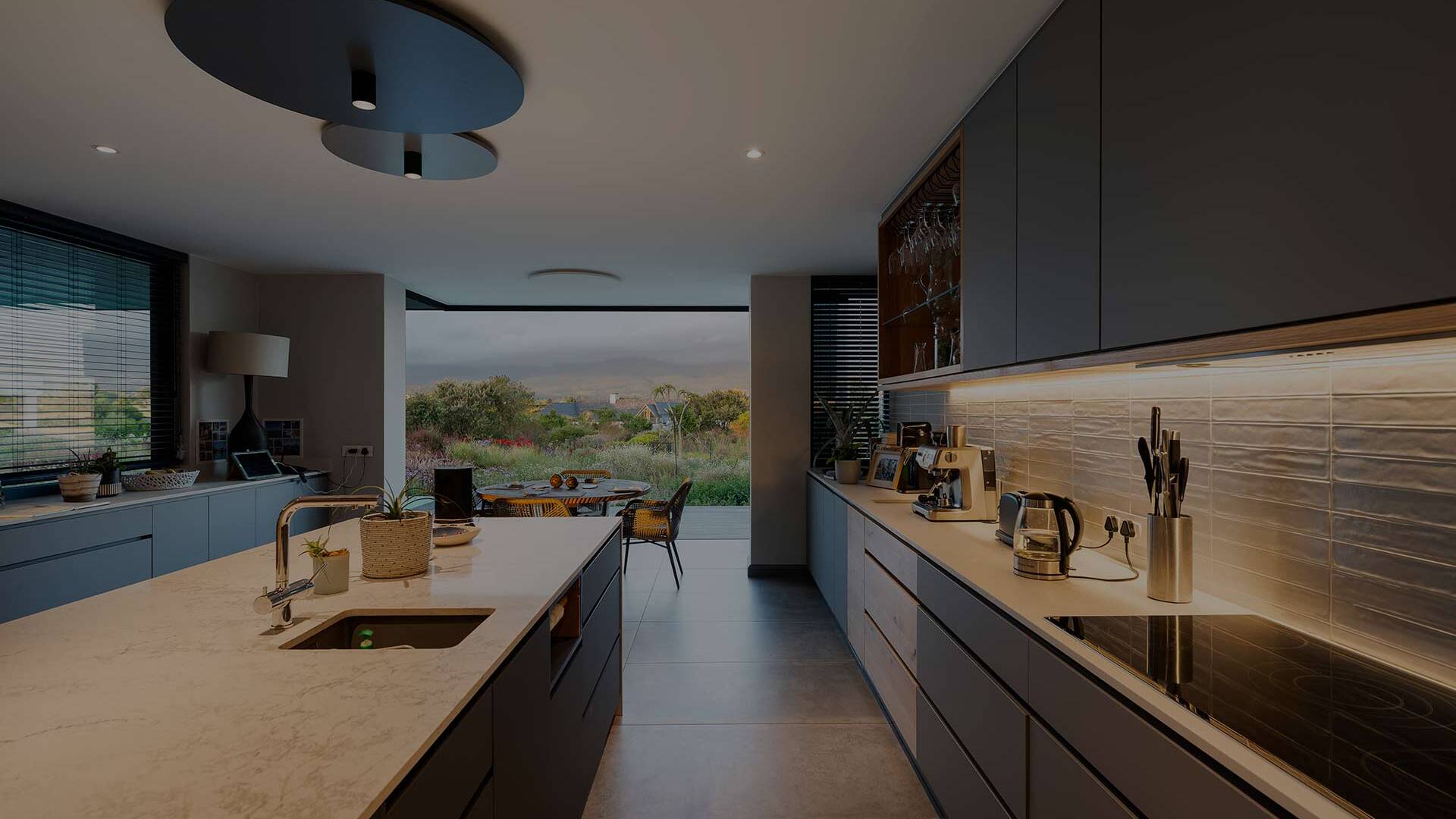 Residential architectural scene in a kitchen.