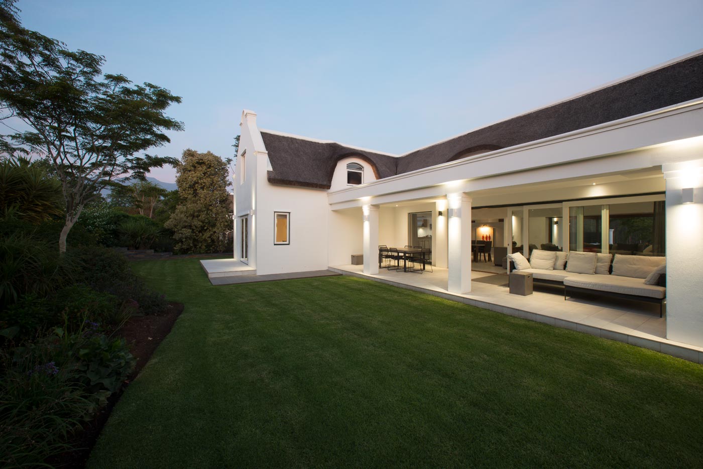Estate home at twilight in the Southern cape