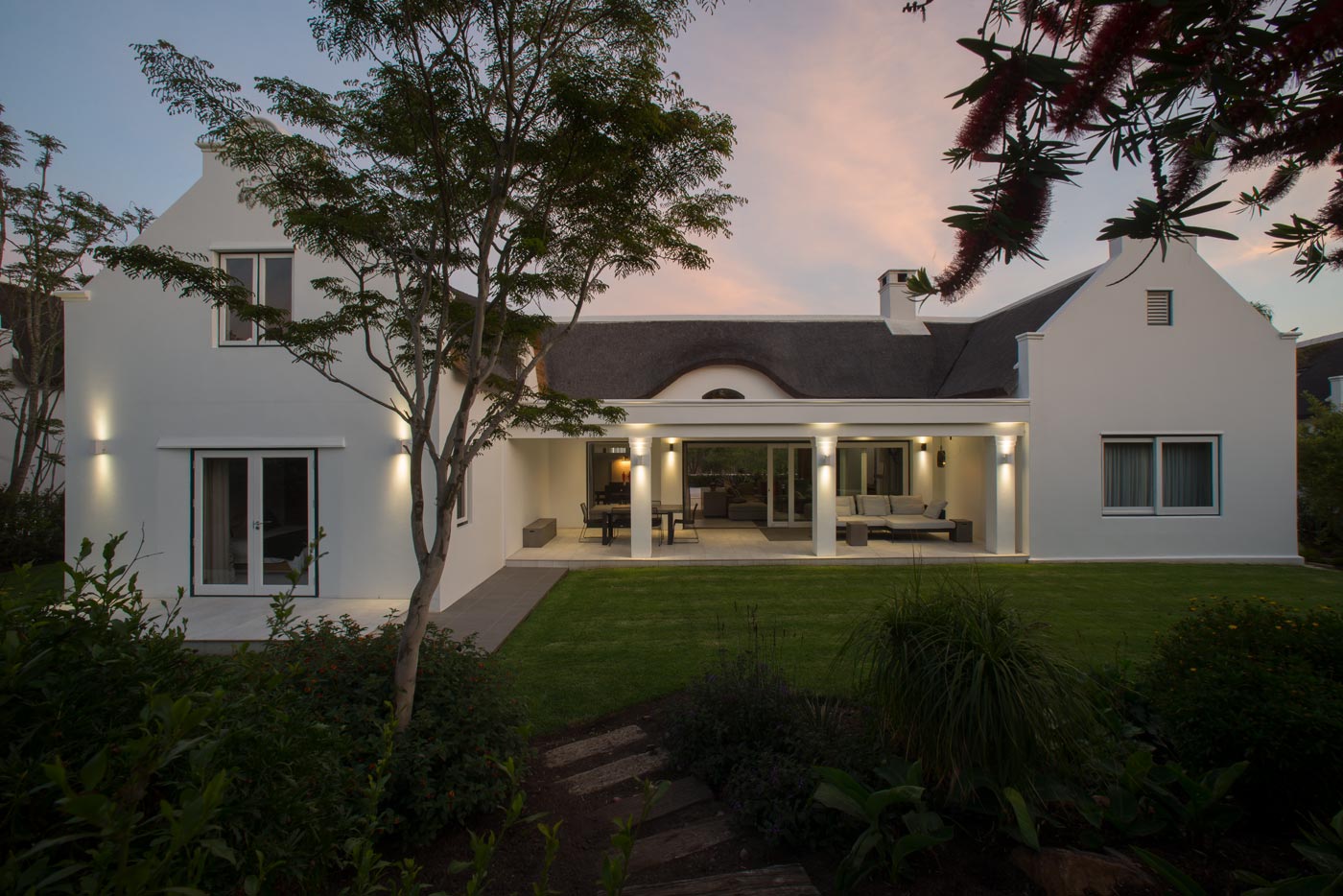 Front facade of estate home by modern southern cape architect, Fc Holm