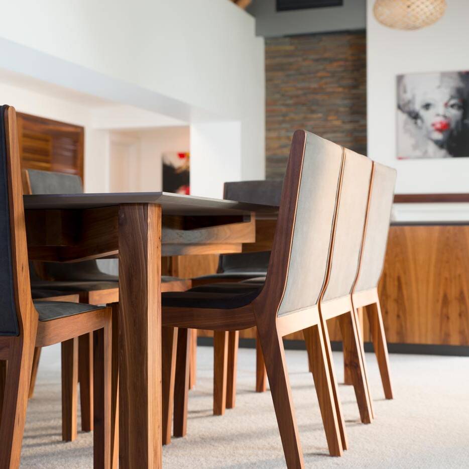 Detail shot of kitchen and wooden furniture designed by southen cape architect, FC Holm