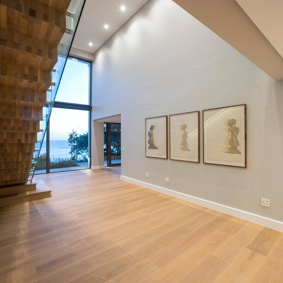 Double volume gallery in Wilderness beach home near George, South Africa