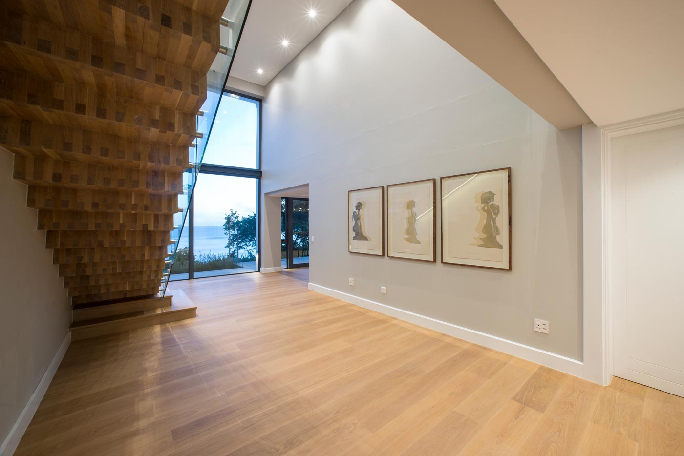 Double volume gallery in Wilderness beach home near George, South Africa