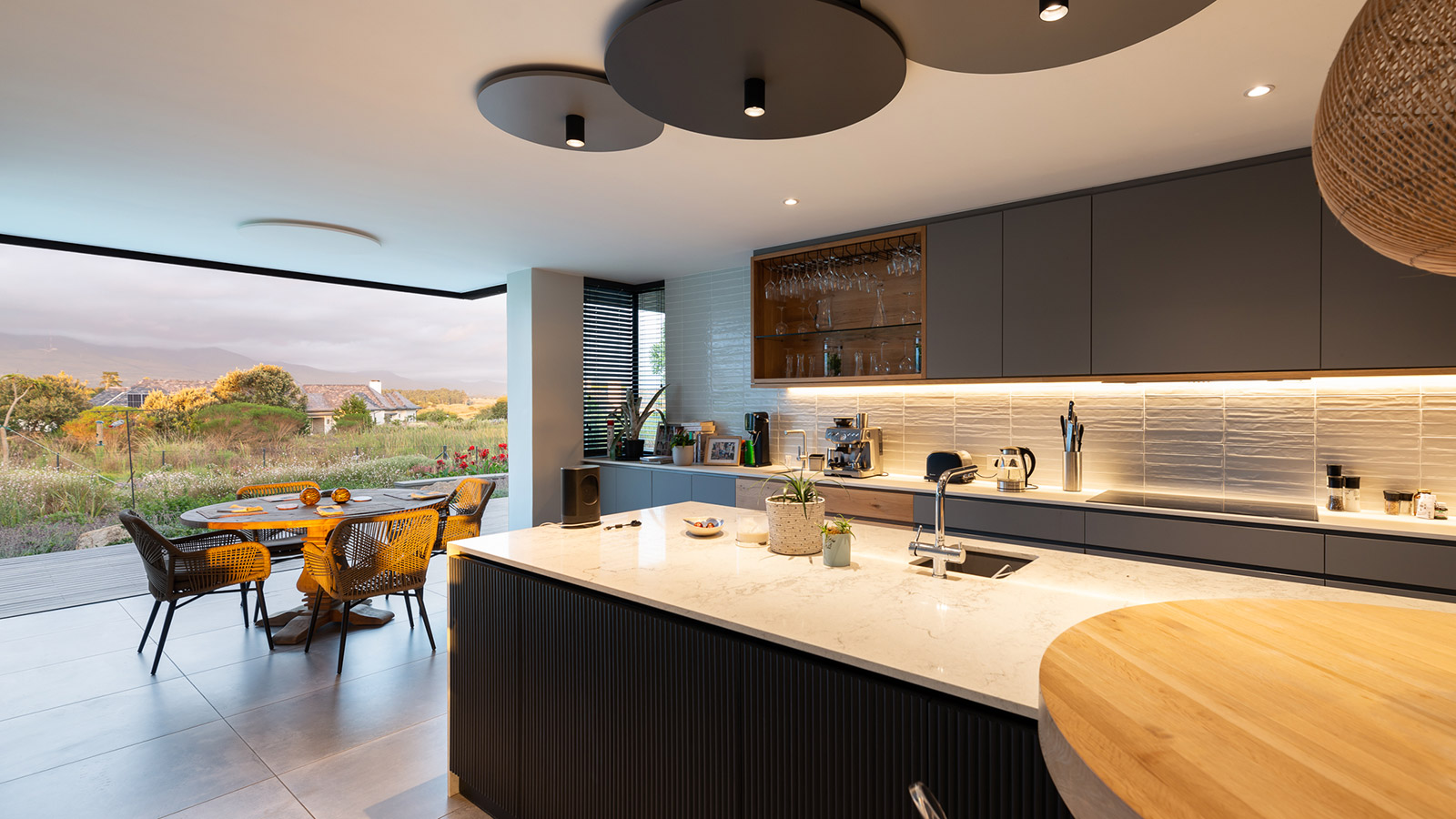 Interior design of modern kitchen in Fancourt home