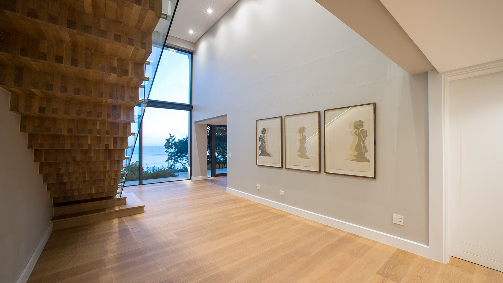 Villa interior with feature staircase in the Garden Route, South Africa